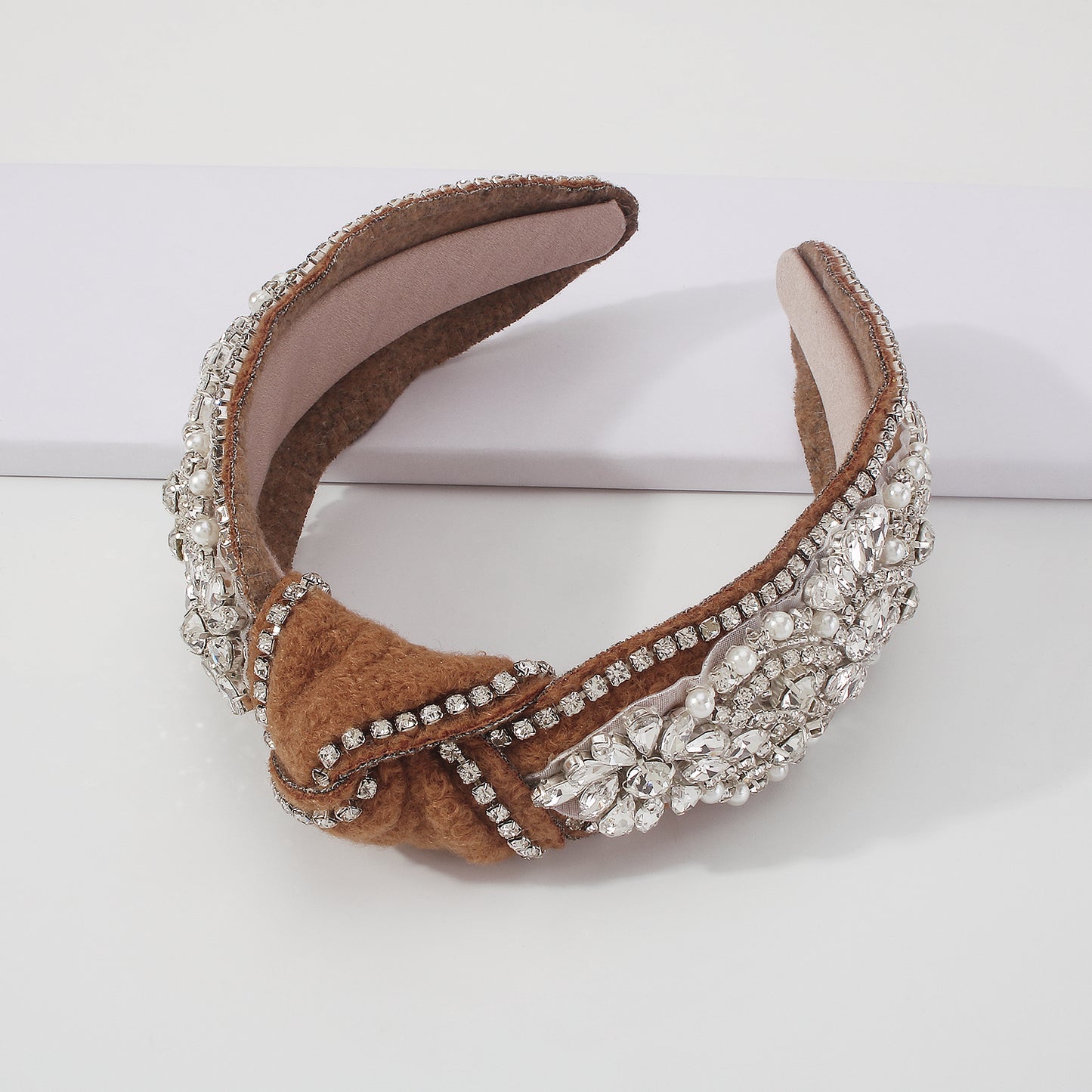 New Winter Felt Full Rhinestone Topknot Headband medyjewelry