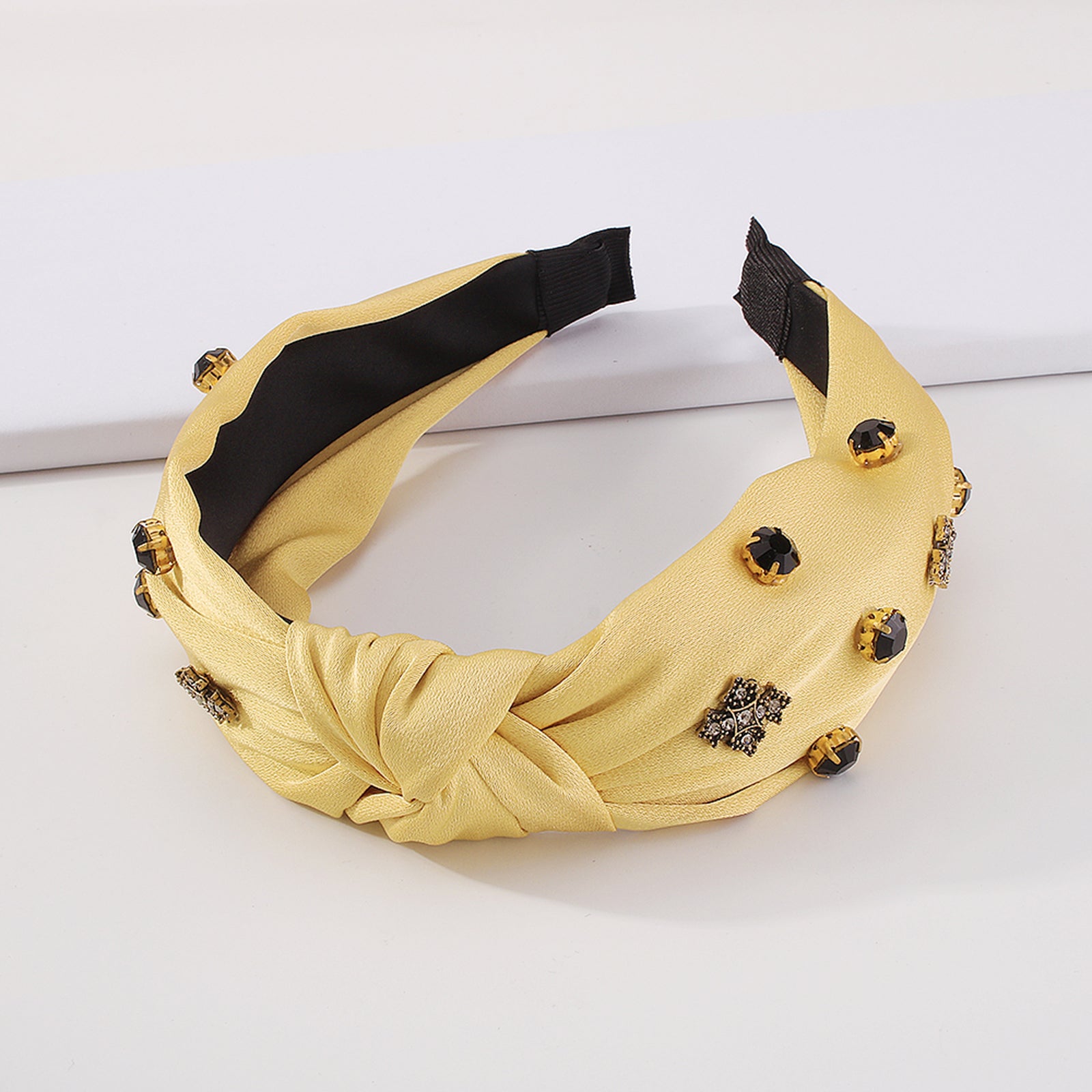 Large Black Rhinestone Classic Topknot Headband medyjewelry