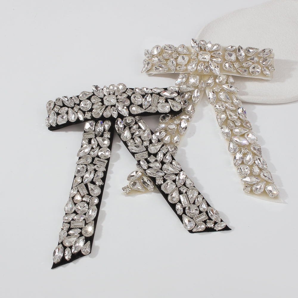 Luxury Full Rhinestone Bow Tie Hair Barrettes medyjewelry