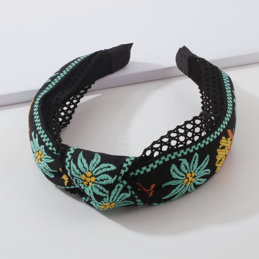 Bohemian Flower Embroidered Knot Lace Headbands medyjewelry