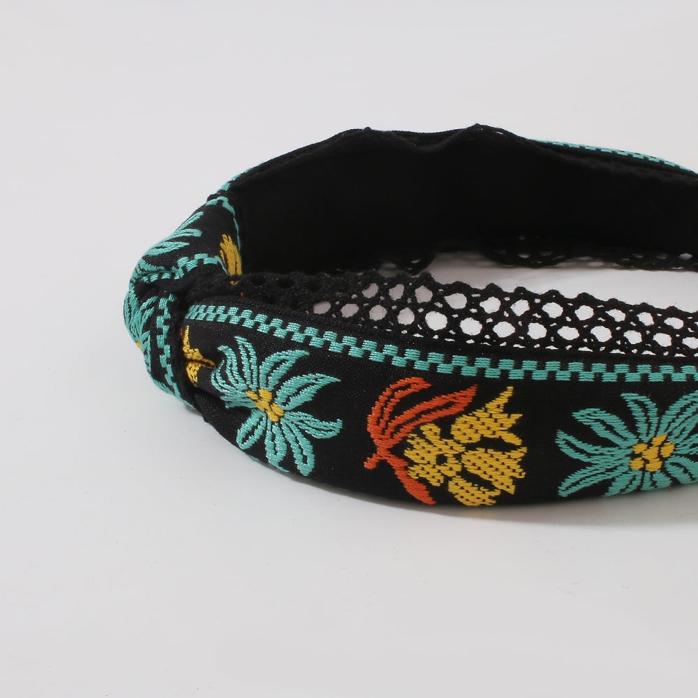 Bohemian Flower Embroidered Knot Lace Headbands medyjewelry
