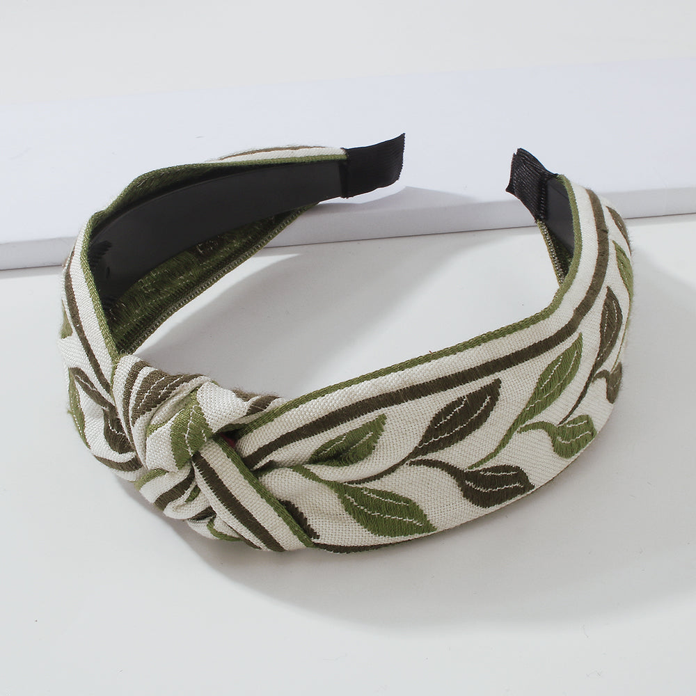Ethnic Embroidery Flower/Leaf Cross Headband medyjewelry