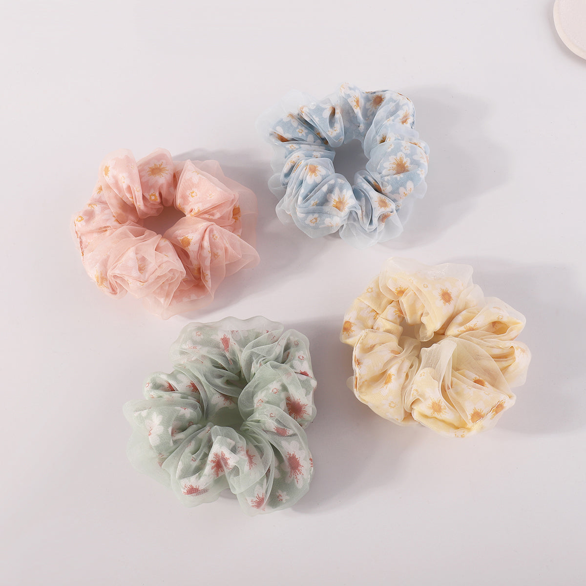 Sweet Double Layer Cloth Flower Elastic Hair Bands medyjewelry