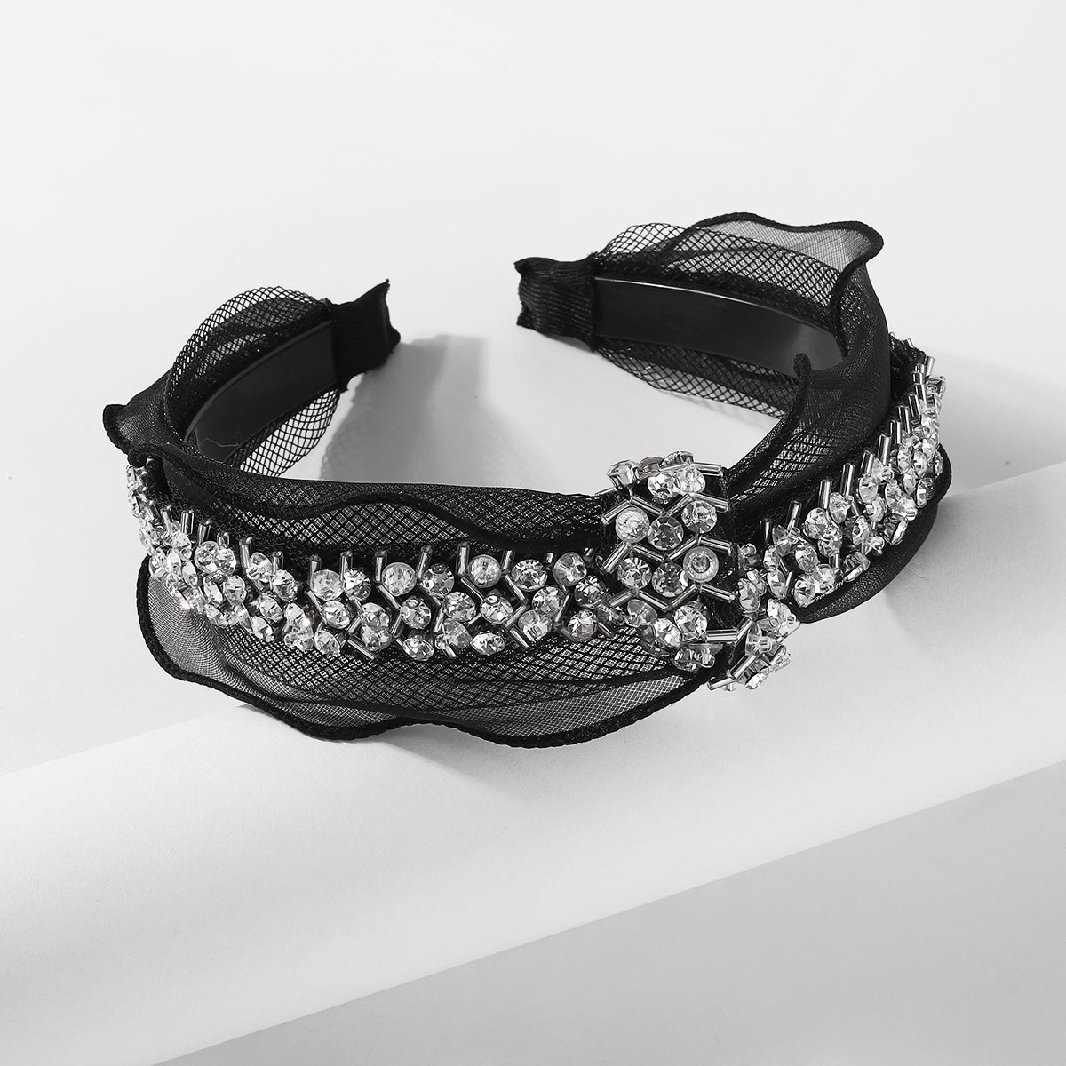 Sparkling Crystal Black Knotted Hairband medyjewelry