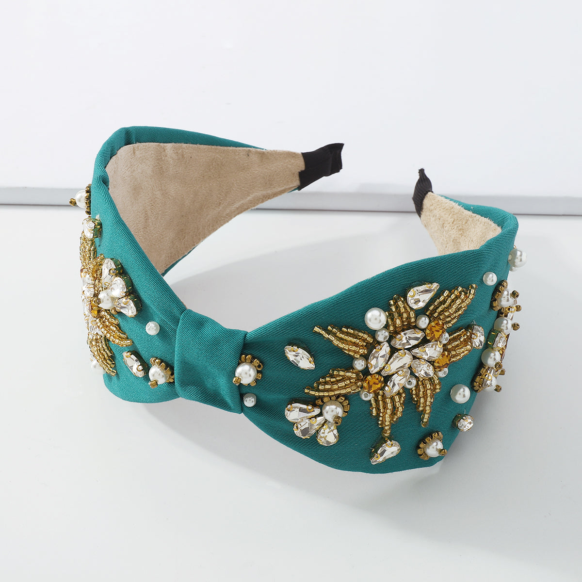 Baroque Rhinestone Center Cross Wide Headband medyjewelry