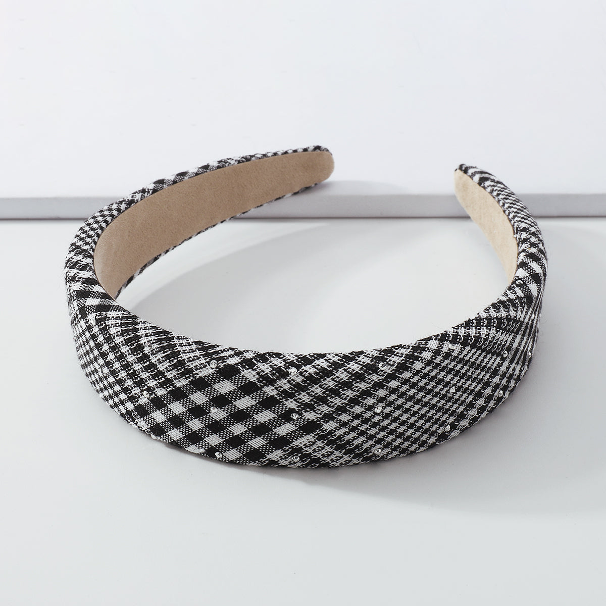 Checker Pattern with Tiny Crystal Wide Headband medyjewelry