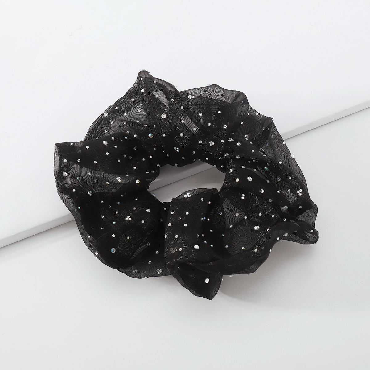 Rhinestone Scrunchie Chiffon Elastic Hair Tie medyjewelry