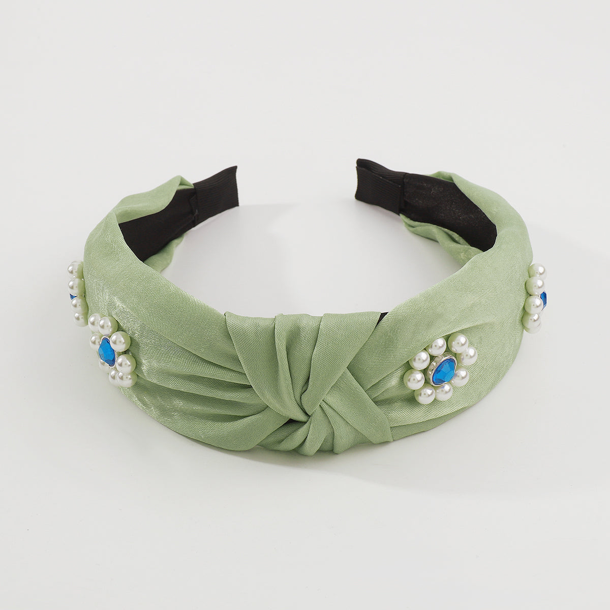 Handmade Flower Pearl Rhinestone Knot Headbands medyjewelry