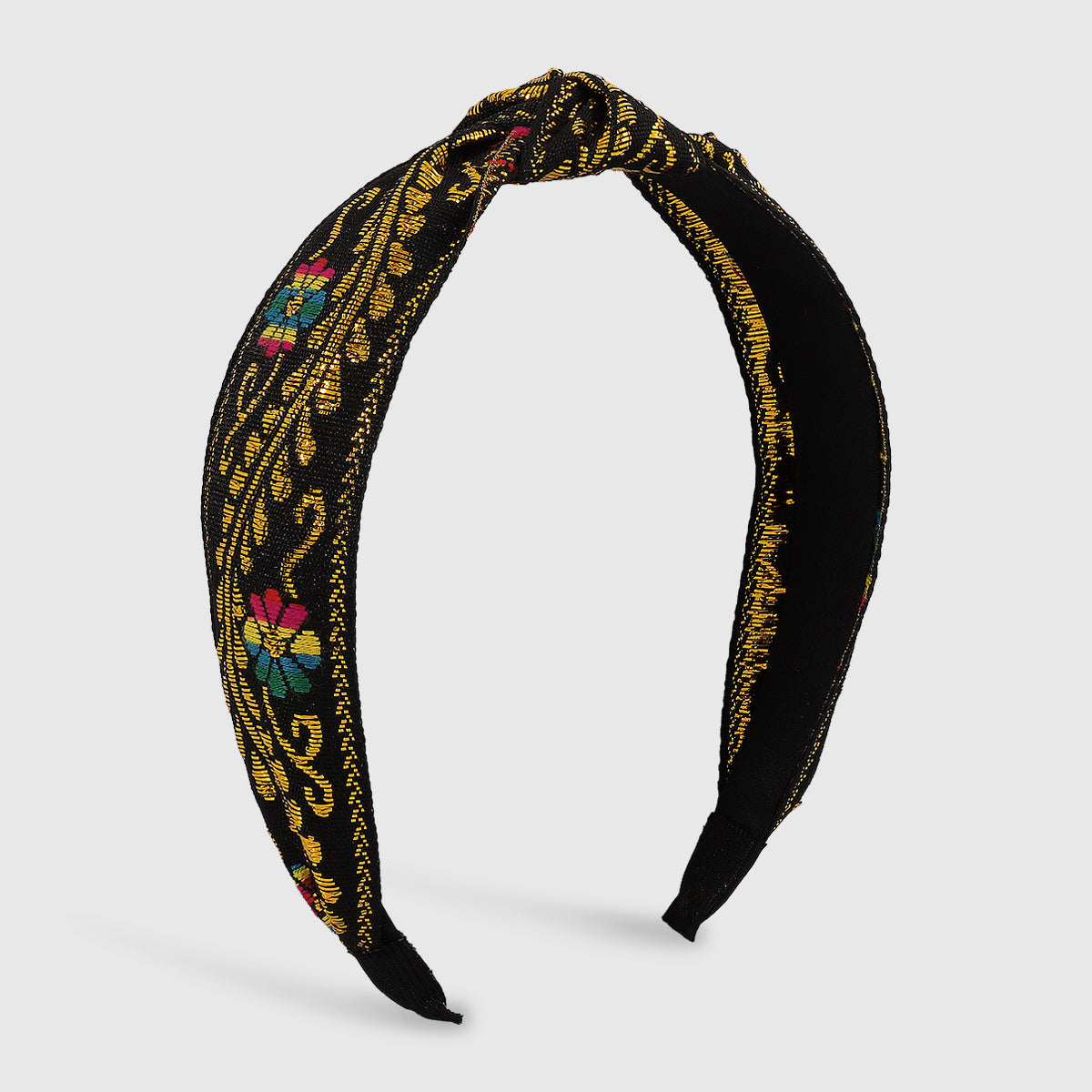Ethnic Gold Embroidery Floral Knotted Headband medyjewelry