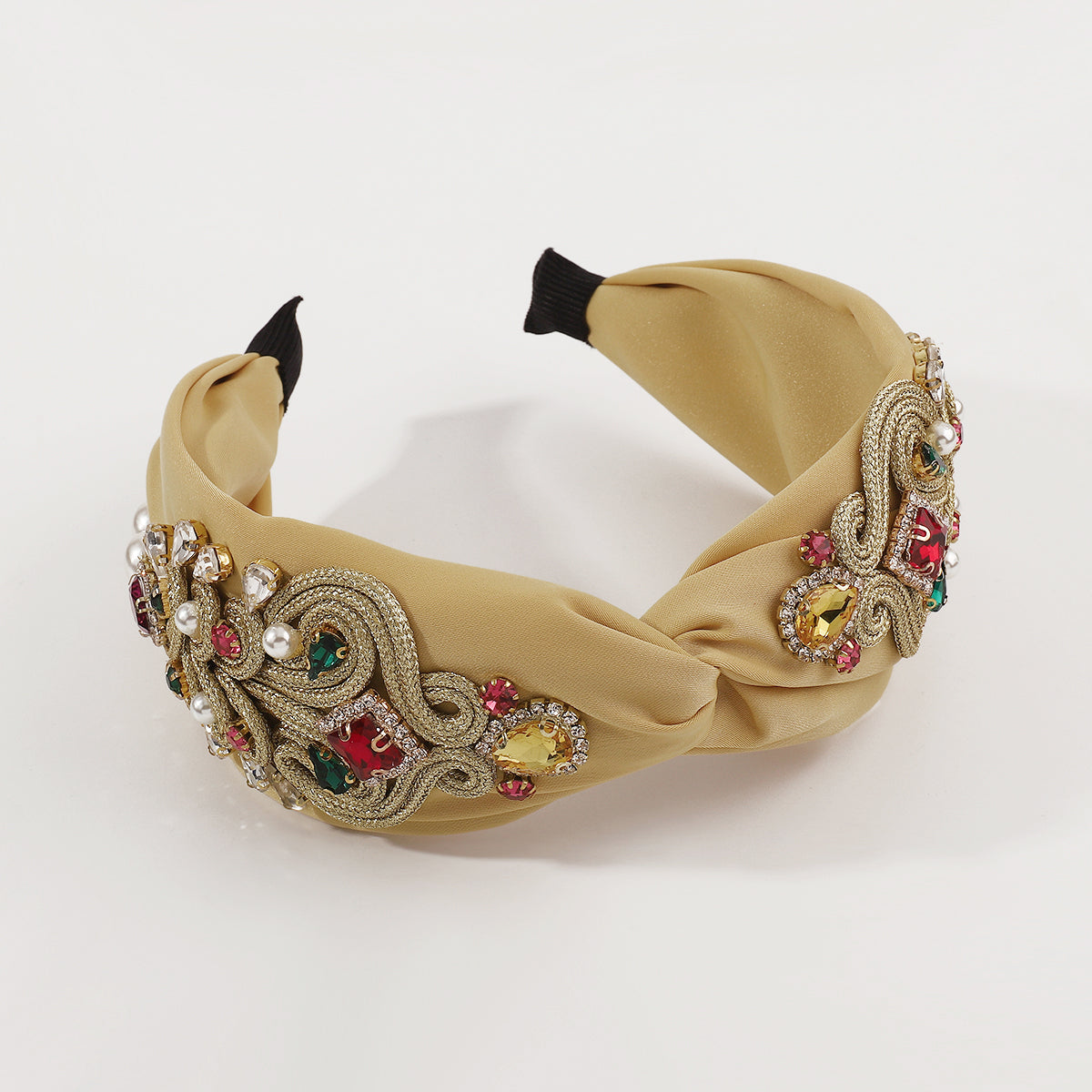 Luxury Royal Wide Rhinestones Top Knotted Headband medyjewelry