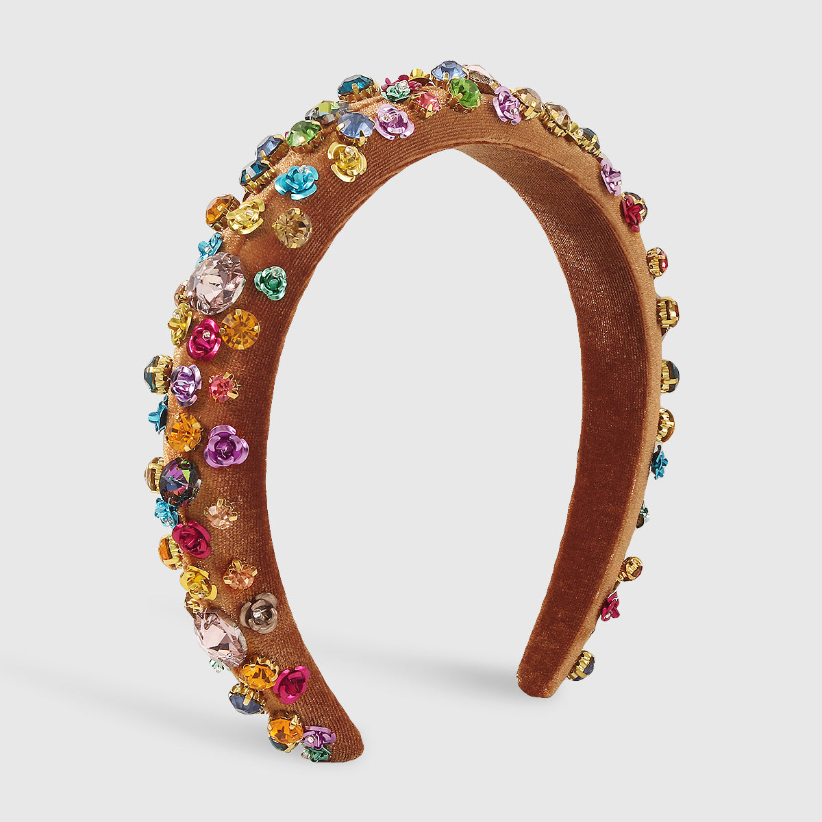 Baroque Metal Flower Rhinestone Sponge Headband medyjewelry