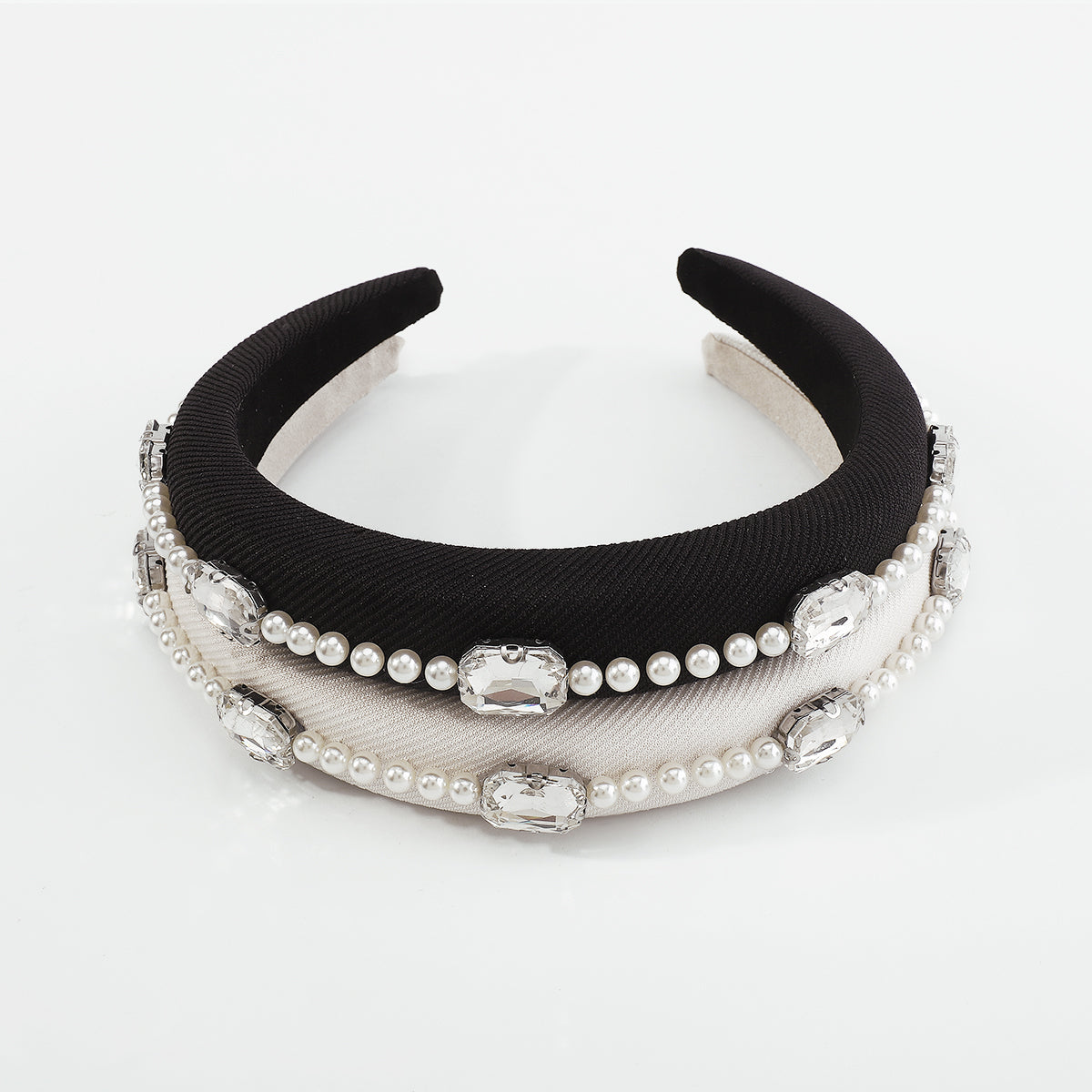 Trendy Rhinestone Pearls Sponge Padded Headband medyjewelry