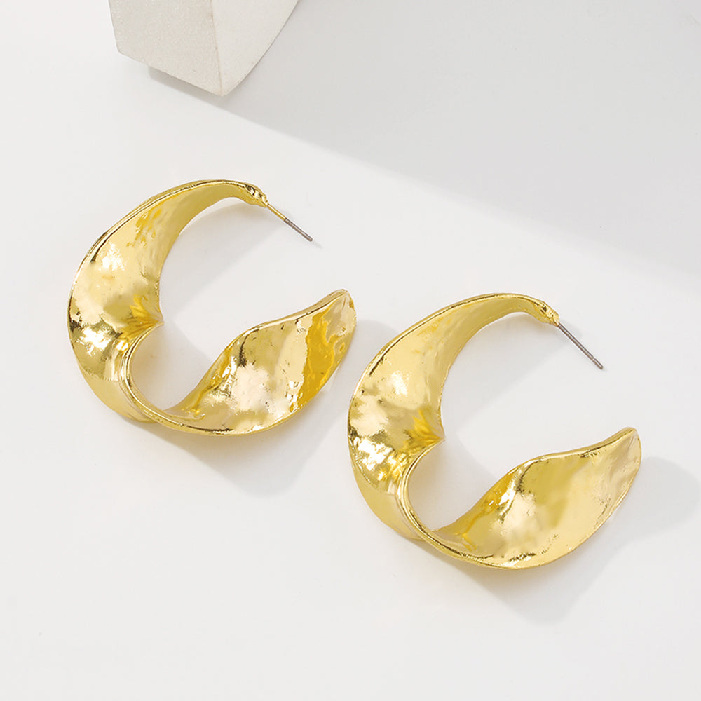 Exaggerated Gold Geometric Twist Hoop Earring medyjewelry