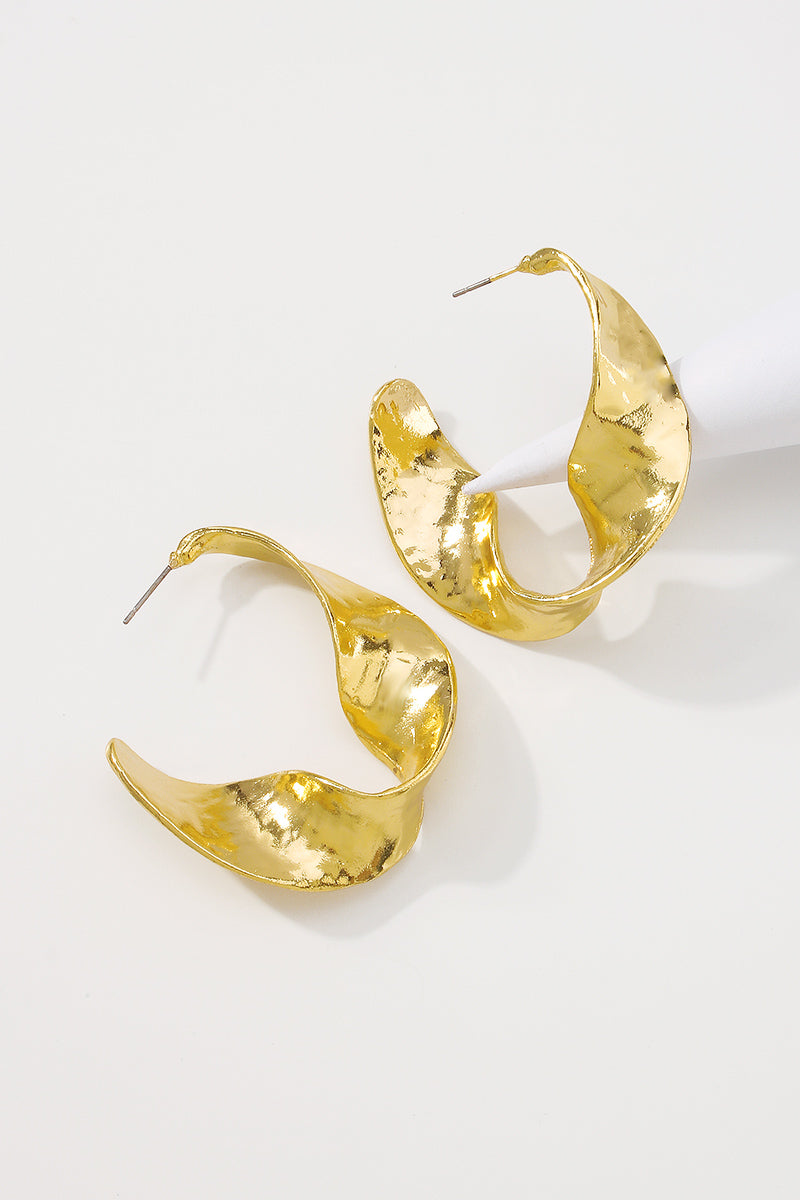 Exaggerated Gold Geometric Twist Hoop Earring medyjewelry
