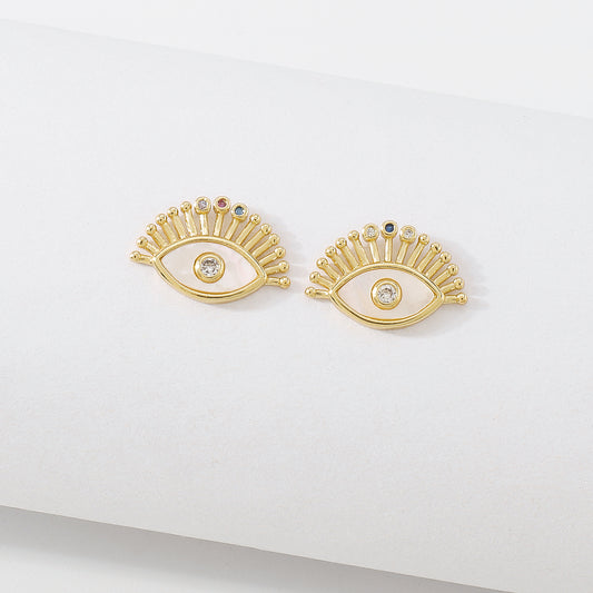 18K Gold Plated Copper Eyes Earrings medyjewelry
