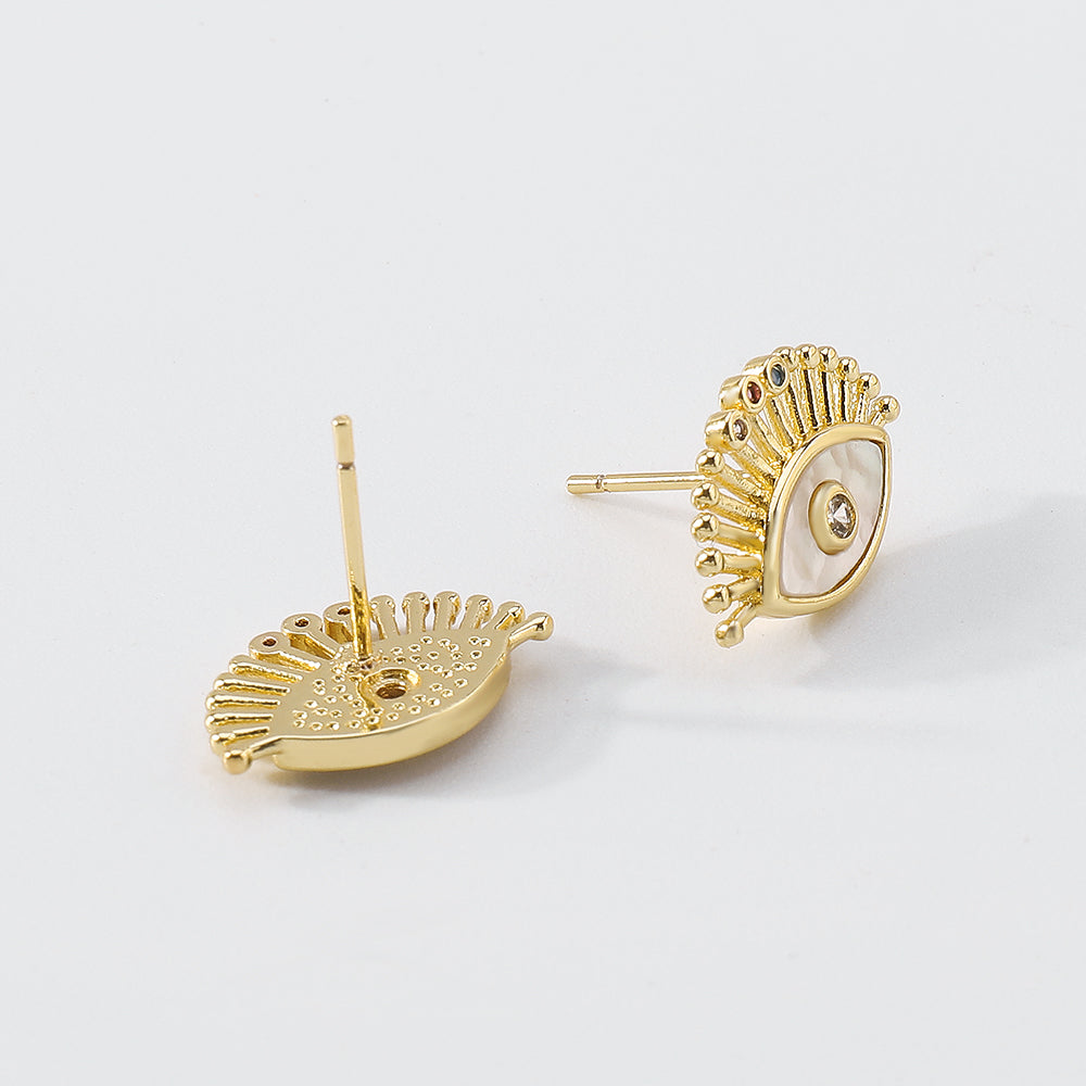 18K Gold Plated Copper Eyes Earrings medyjewelry