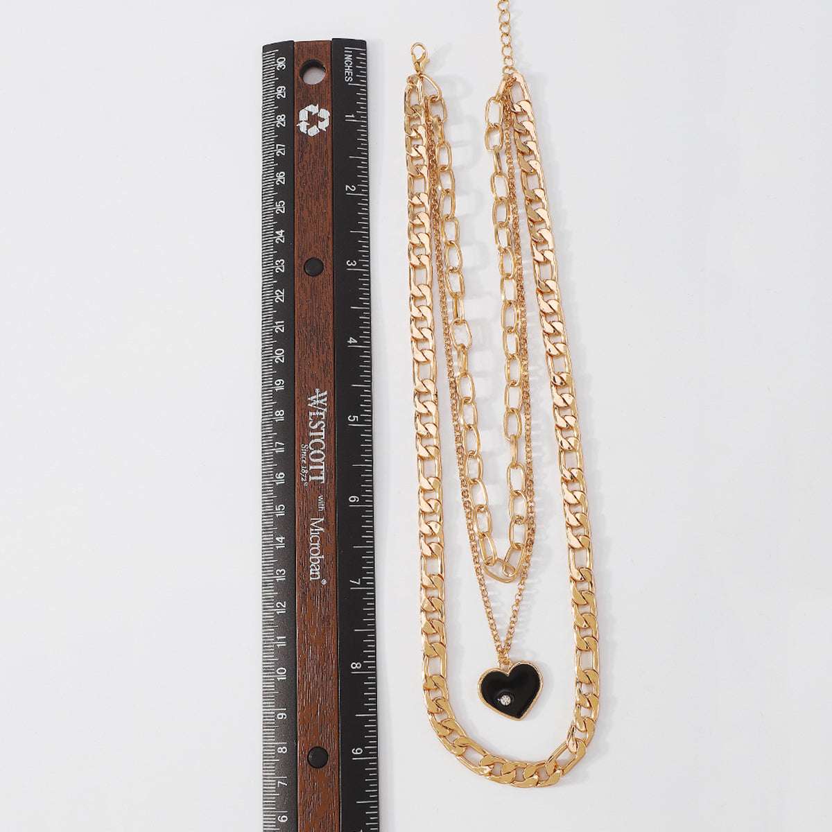 Punk Layered Chain Enamel Heart Pendant Necklace medyjewelry