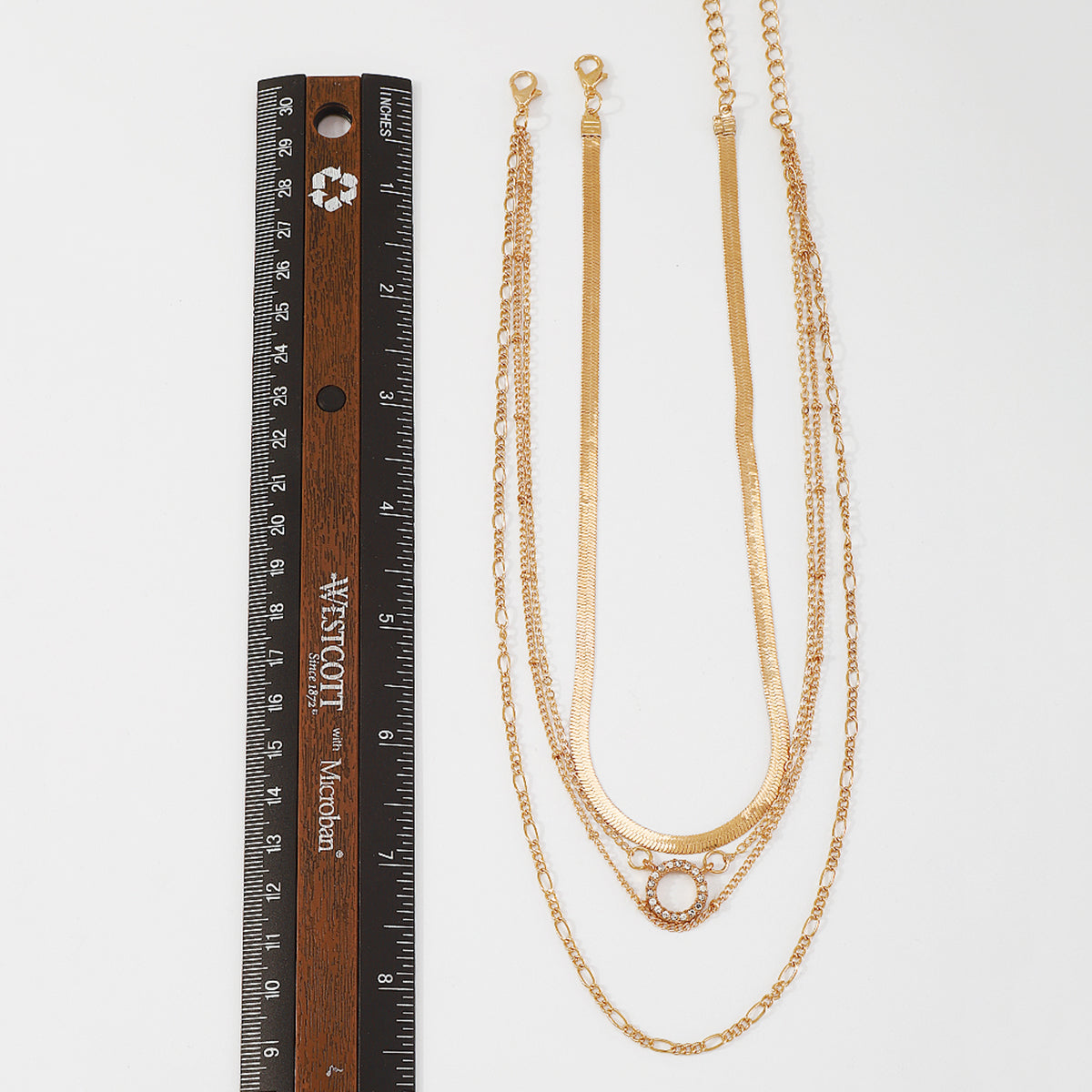 Punk Snake Chain Rhinestone Round Pendant Necklace medyjewelry
