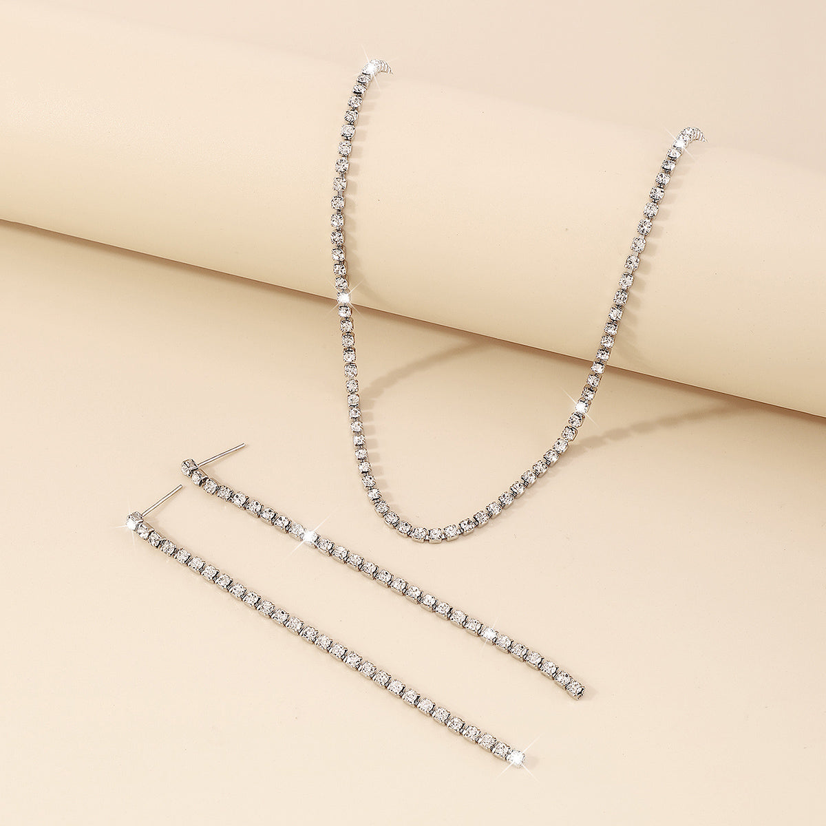 1 Row Shiny Choker Tennis Chain Necklace Set medyjewelry