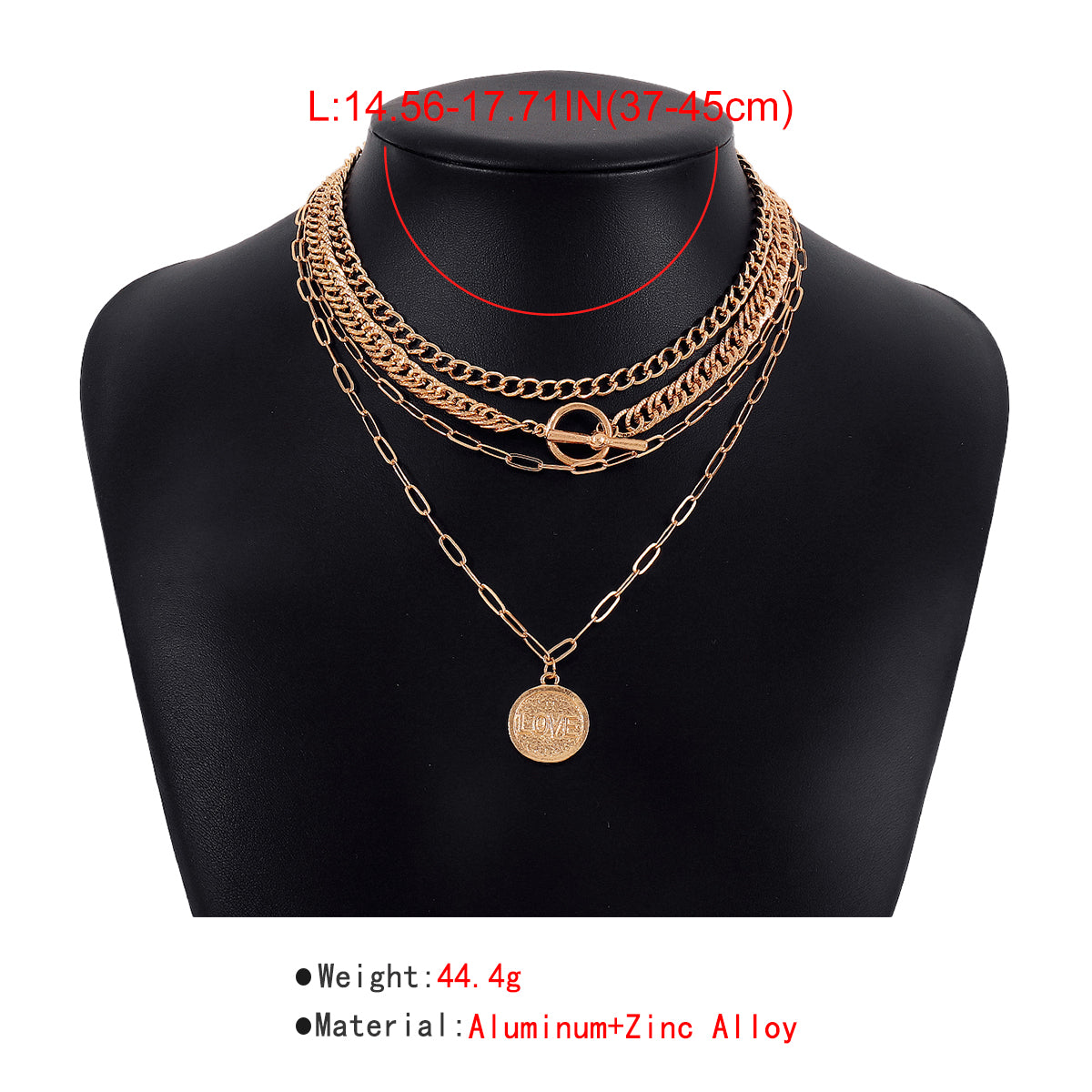 Multi-Strand Carved LOVE Pendant Toggle Necklaces medyjewelry