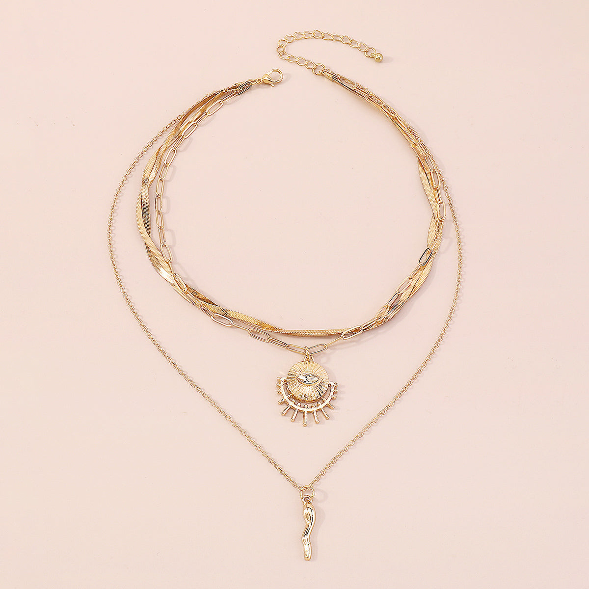 Punk Twist Snake Chain Eye Pendant Necklace medyjewelry