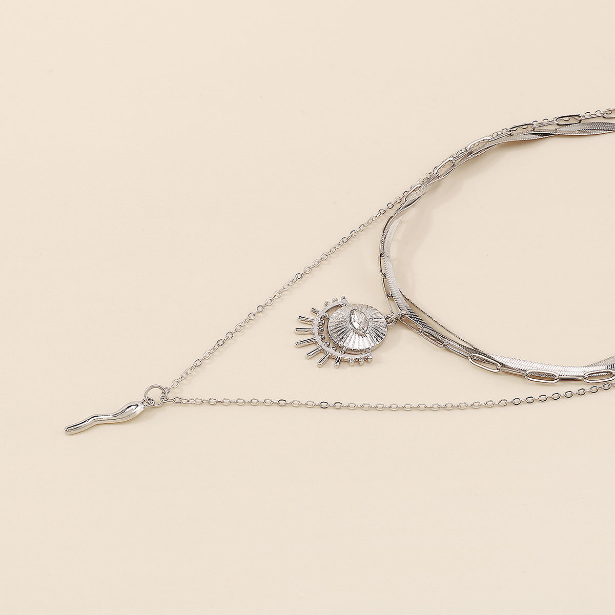 Punk Twist Snake Chain Eye Pendant Necklace medyjewelry