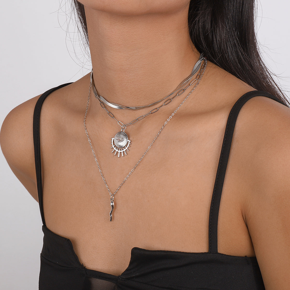 Punk Twist Snake Chain Eye Pendant Necklace medyjewelry