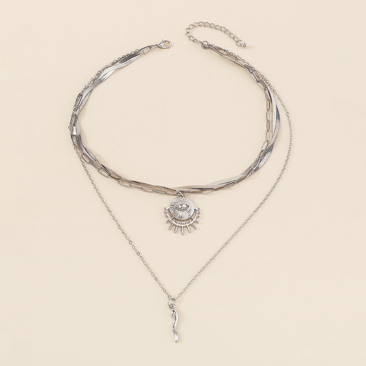 Punk Twist Snake Chain Eye Pendant Necklace medyjewelry