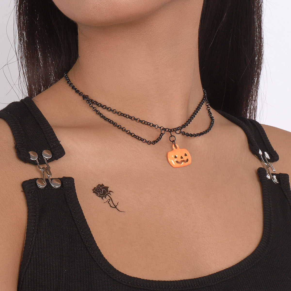Halloween Nightmare Pumpkin Pendant Necklace medyjewelry