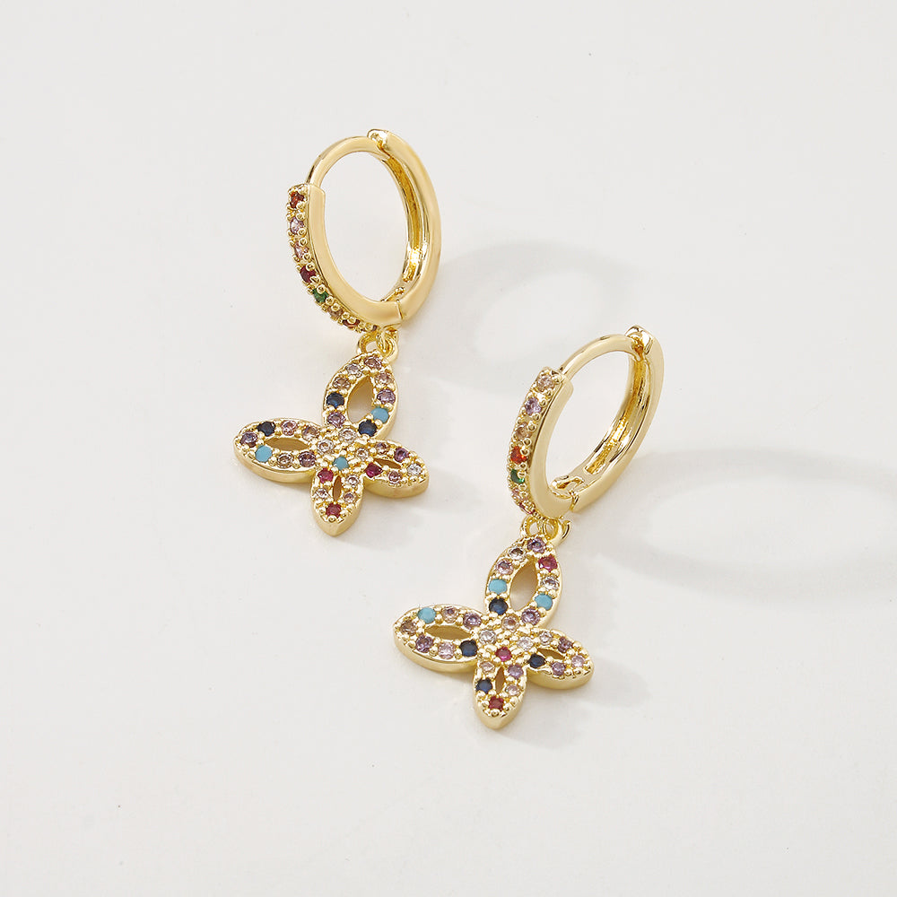 18K Gold Plated Copper Rainbow Butterfly Earrings medyjewelry