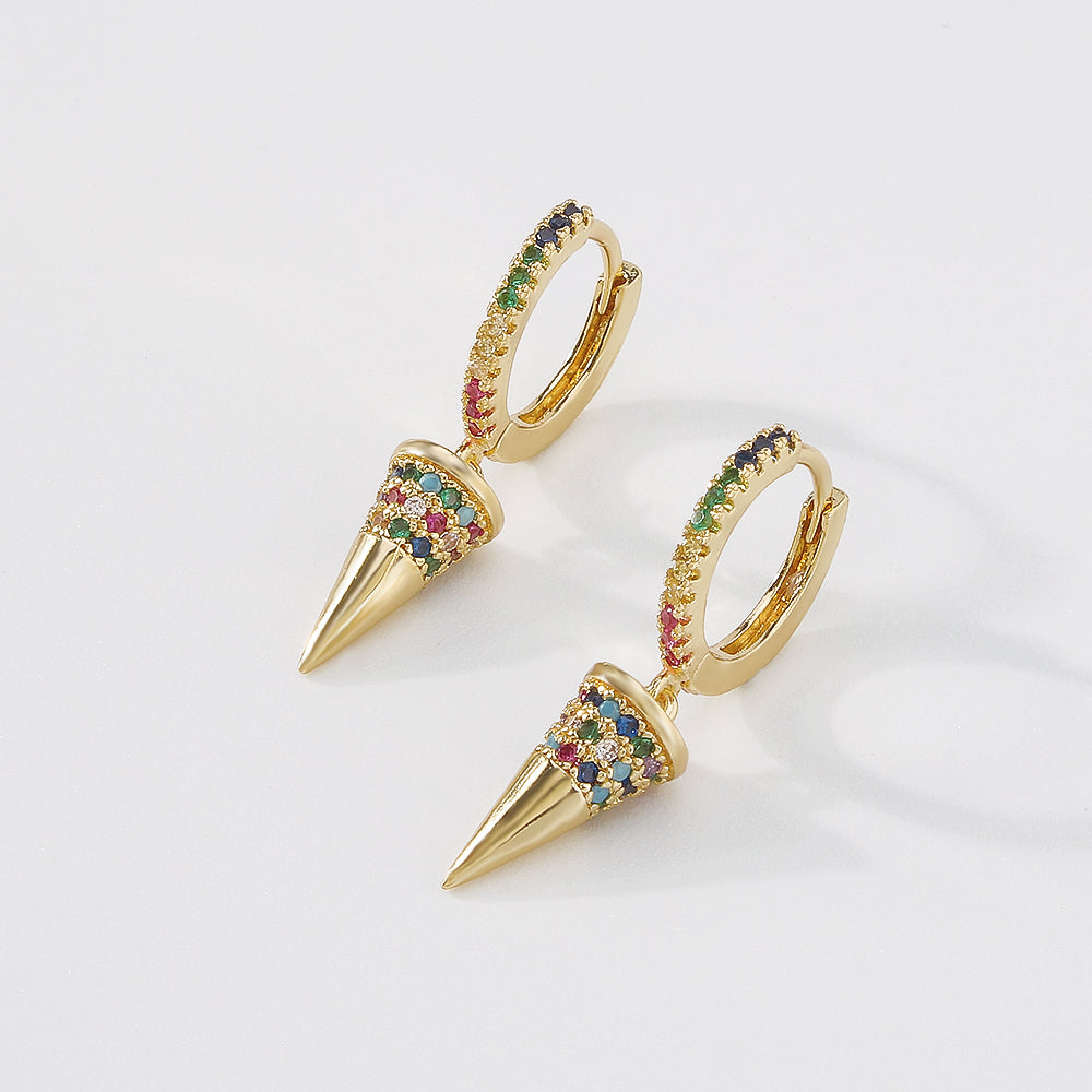 18K Gold Plated Copper Rivets & Vertical Bar Drop Earrings medyjewelry