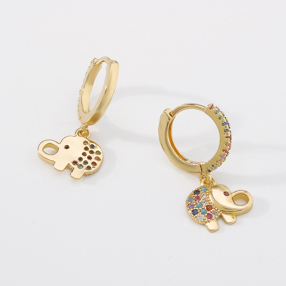 18K Gold Plated Copper CZ Dangle Huggies medyjewelry