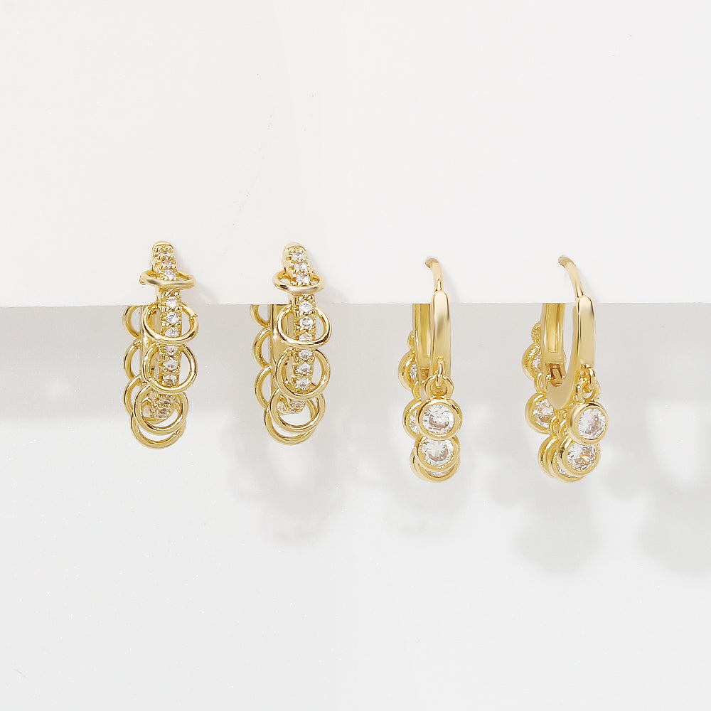 18K Gold Plated Copper Round Hoop Huggies Earrings medyjewelry