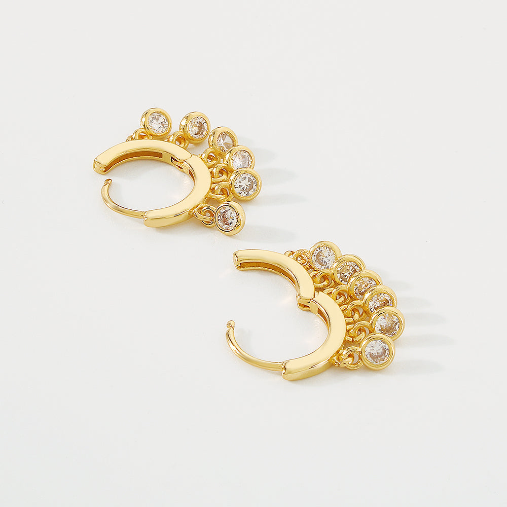 18K Gold Plated Copper Round Hoop Huggies Earrings medyjewelry