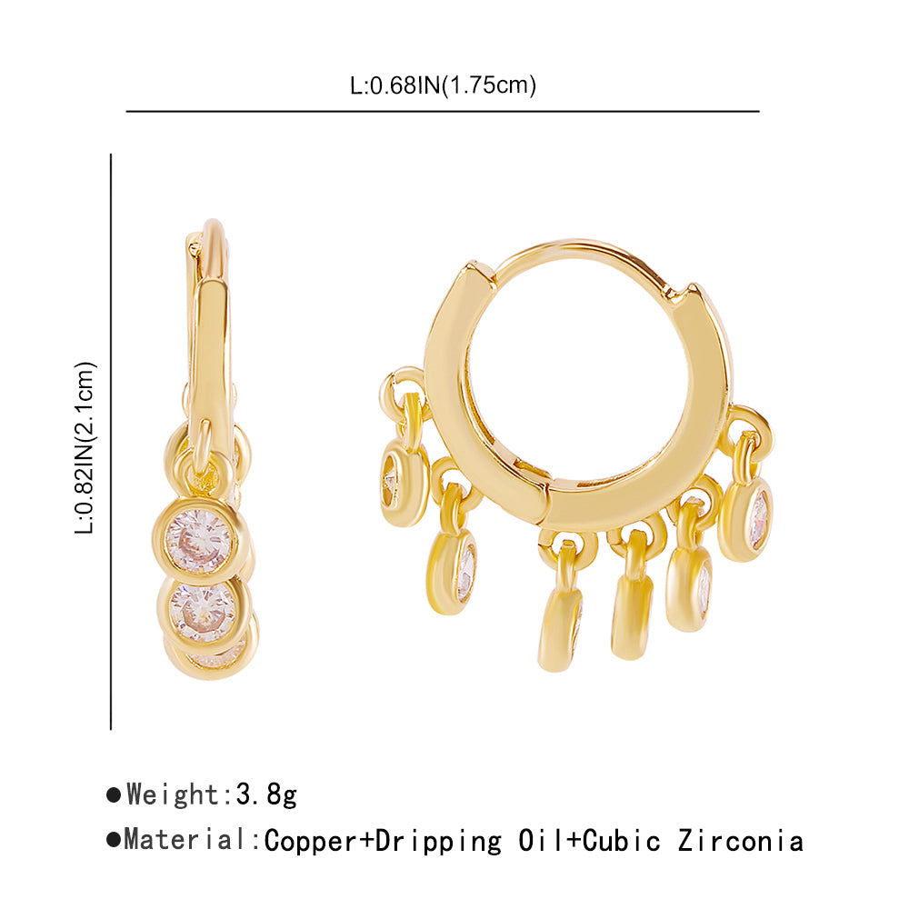 18K Gold Plated Copper Round Hoop Huggies Earrings medyjewelry