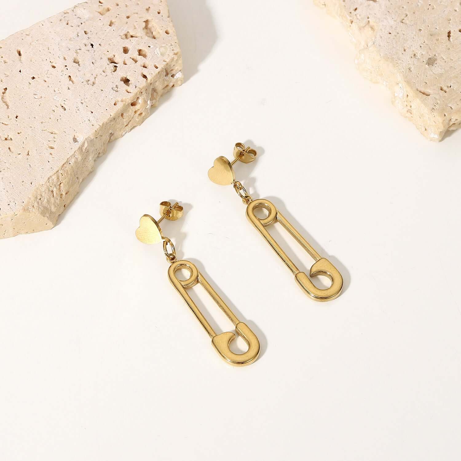 14K Gold Plated Stainless Steel Pin Drop Earring medyjewelry
