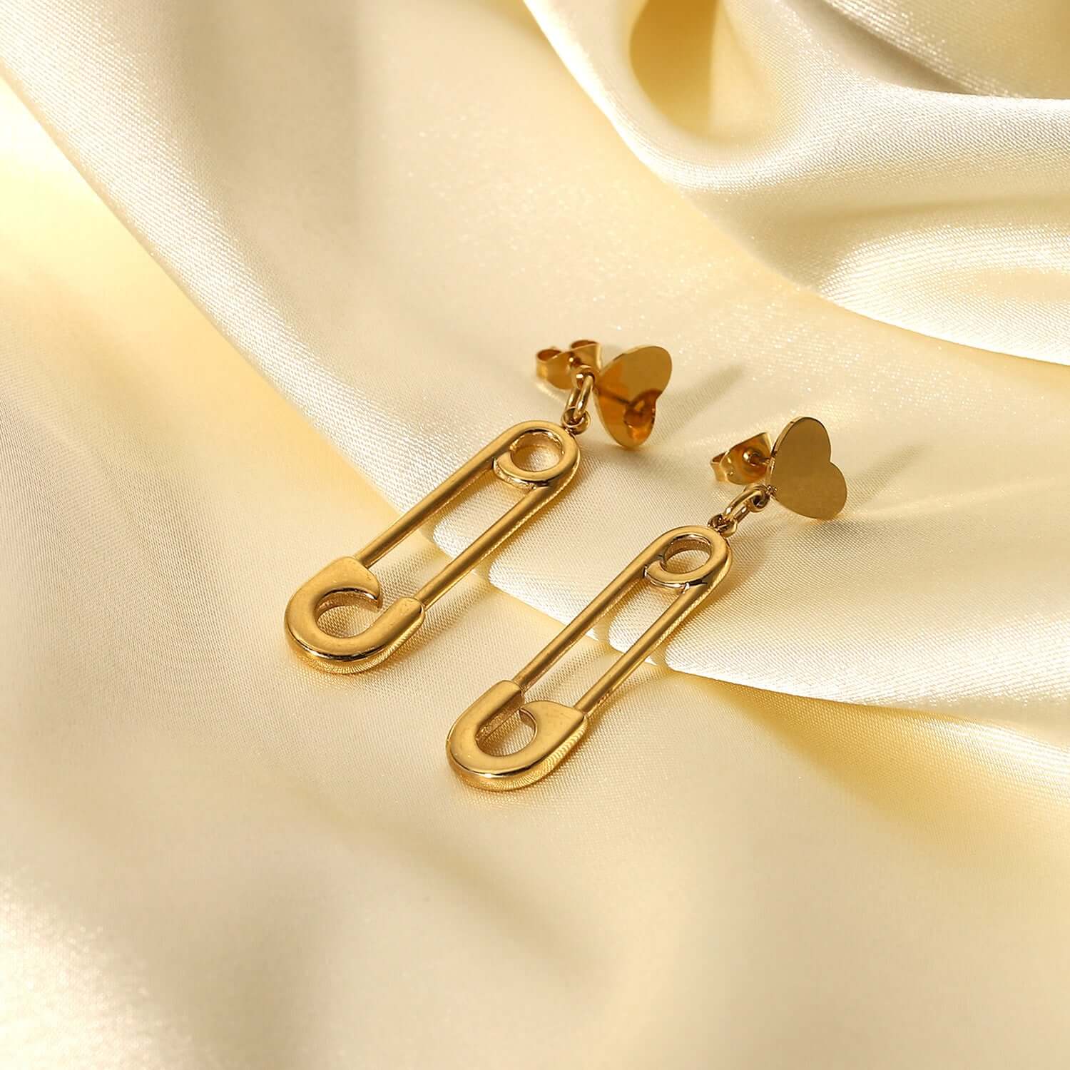14K Gold Plated Stainless Steel Pin Drop Earring medyjewelry