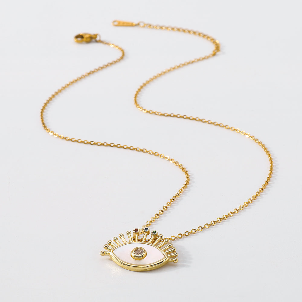 18K Gold Plated Copper Eye Necklace medyjewelry