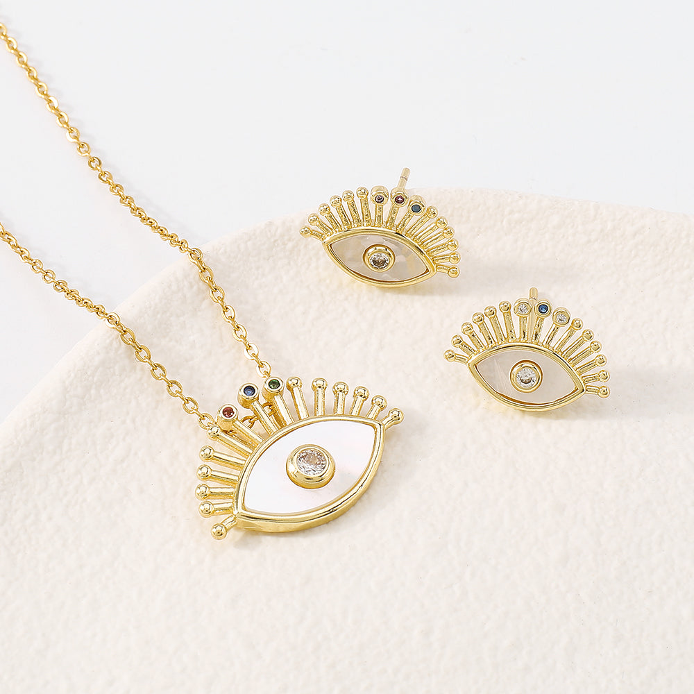 18K Gold Plated Copper Eye Necklace medyjewelry