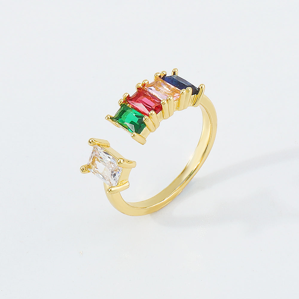 Copper Cubic Zirconia RING Rainbow Rings medyjewelry