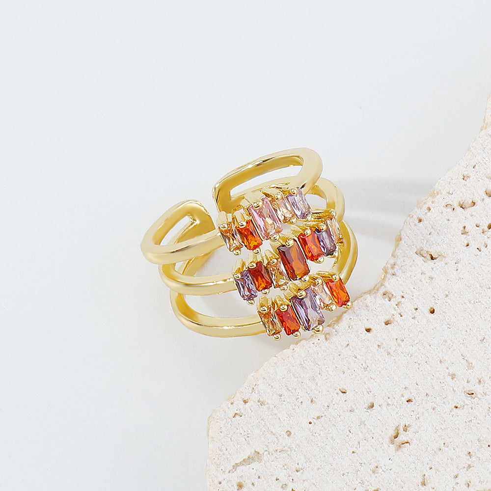 Copper Cubic Zirconia RING Rainbow Rings medyjewelry